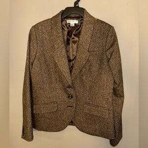Pendleton Blazer - brown herringbone button front w//satin lining